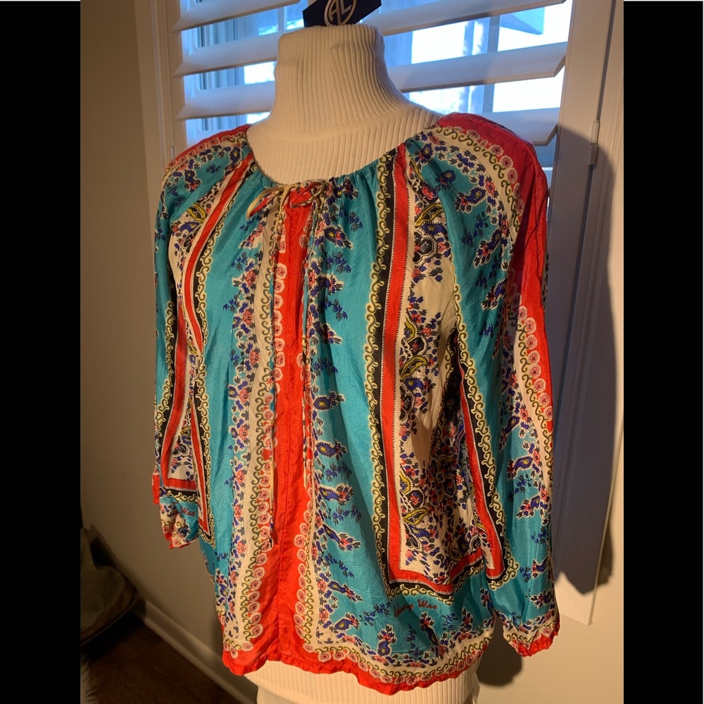 Johnny Was Silk Floral Top